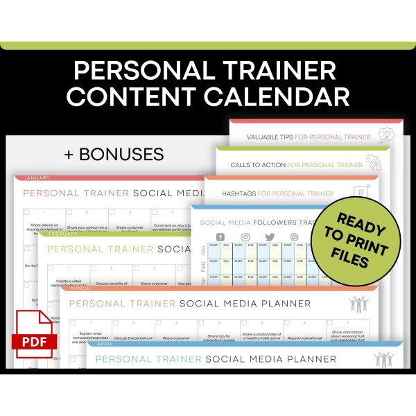 Fitness Content Calendar +Bonuses