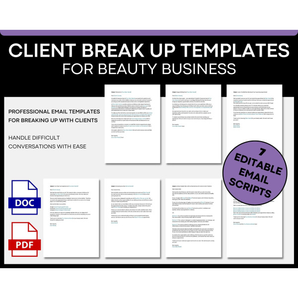 Client Break Up Email Templates Beauty Niche